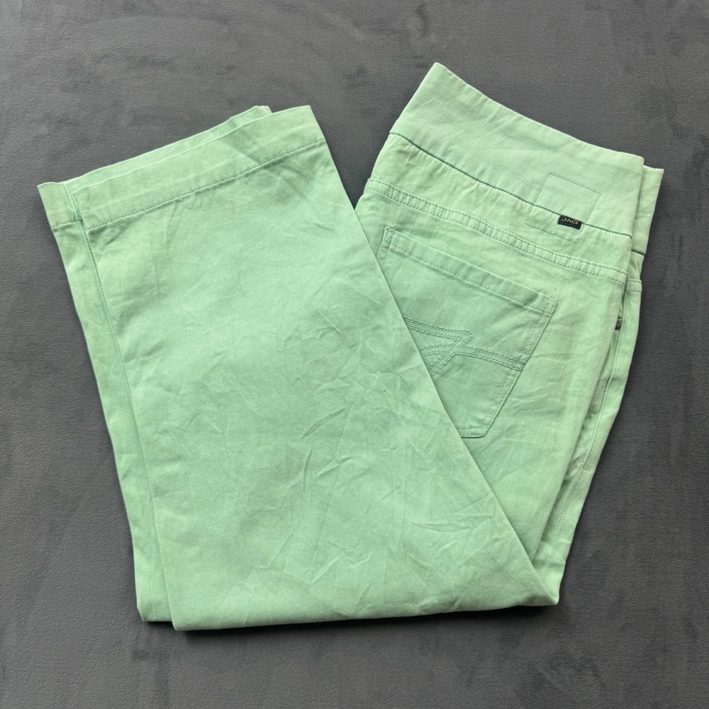JAG Womens Classic Fit Pull On Cropped Pants Mint Green Size 16 Straight Leg